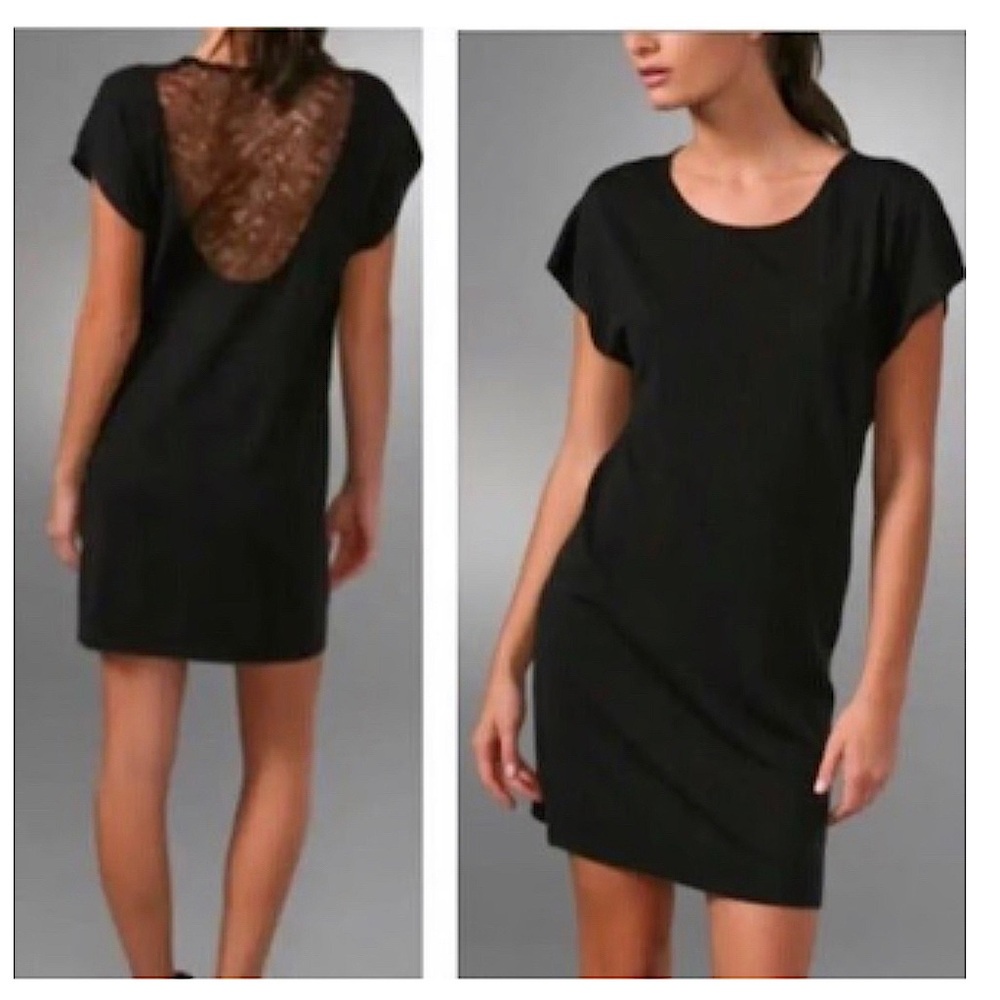 Theory Kobe Nouvella Black Lace Back Knit Wool Sweater Mini Dress Tunic S Goth - Picture 2 of 16
